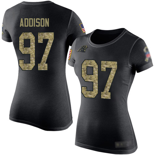 Carolina Panthers Black Camo Women Mario Addison Salute to Service NFL Football #97 T Shirt->nfl t-shirts->Sports Accessory